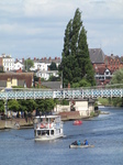 SX23065 Boat passing beneath footbridge on river Dee.jpg